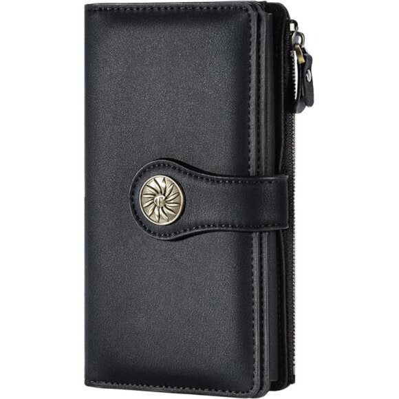 Wallets Women RFID Waxed Leather Clutch Wallet Multi Card Organizer - Picture 7 of 7